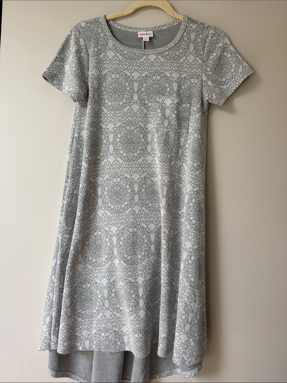 LuLaRoe Light Gray  Patterned Carly-Style Dress